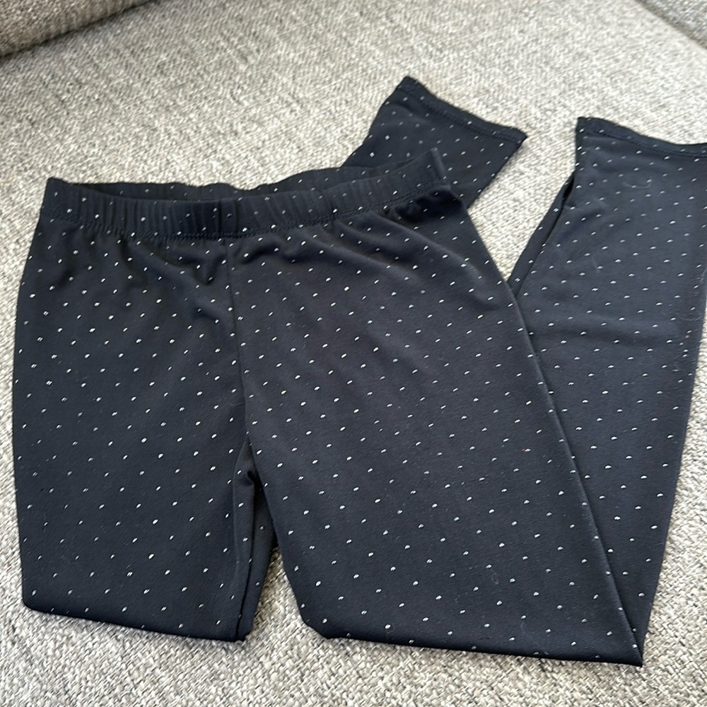 Cherokee Girls Black Leggings Gold Print Accent Small